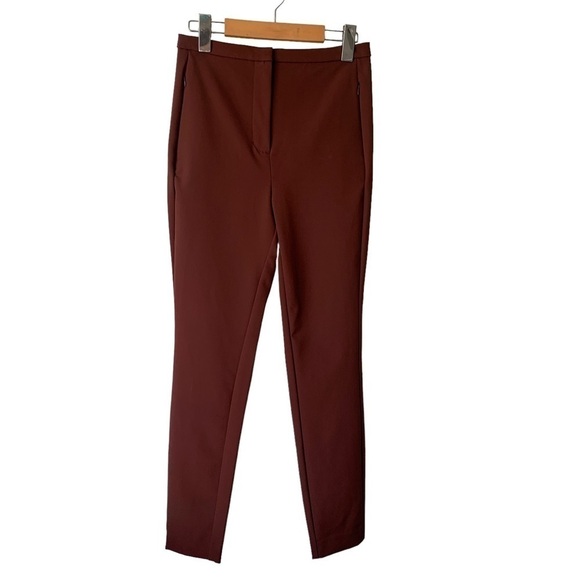 Aritzia Wilfred Laure Pant Truffle Rust High Rise Tailored Slim Leg Trouser Sz 6 - Picture 2 of 11